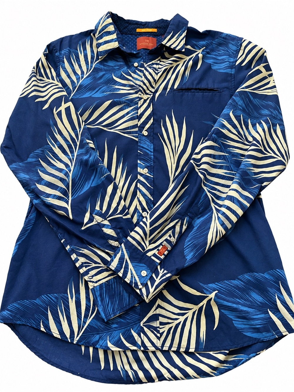 Scotch & Soda Amsterdam Couture Palm Leaf Button-Down Shirt XL READ